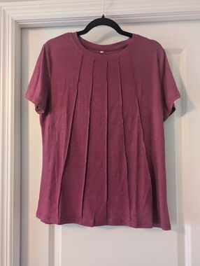 Women's Short-Sleeve Pleated Front Top - Dusty Mauve